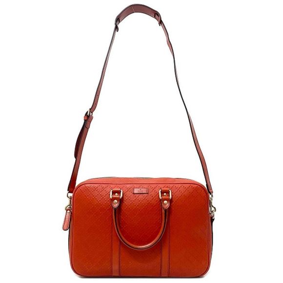 Gucci Diamante Orange Red Bright Calf Leather 2-way Business Bag Shoulder Bag - Picture 5 of 7